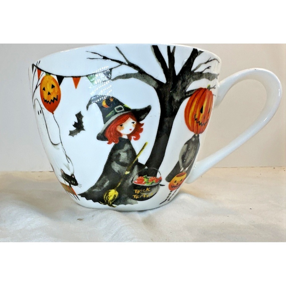 Portobello By Design Halloween "Trick Or Treat" Witch Whimsical Jumbo Mug NWOT